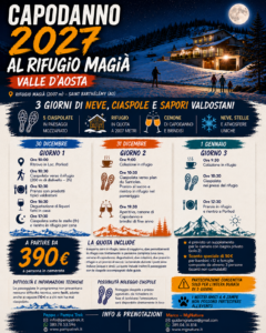 locandina capodanno in rifugio in valle d'aosta - rifugio magia